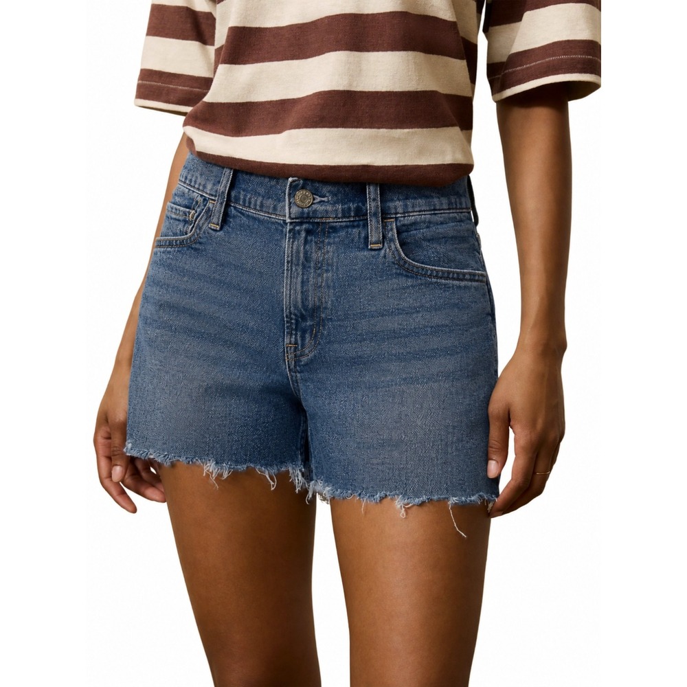 Faherty‎ Shorts Womens Size 32 Blue  Wash Denim Organic Cotton Raw Hem Casual